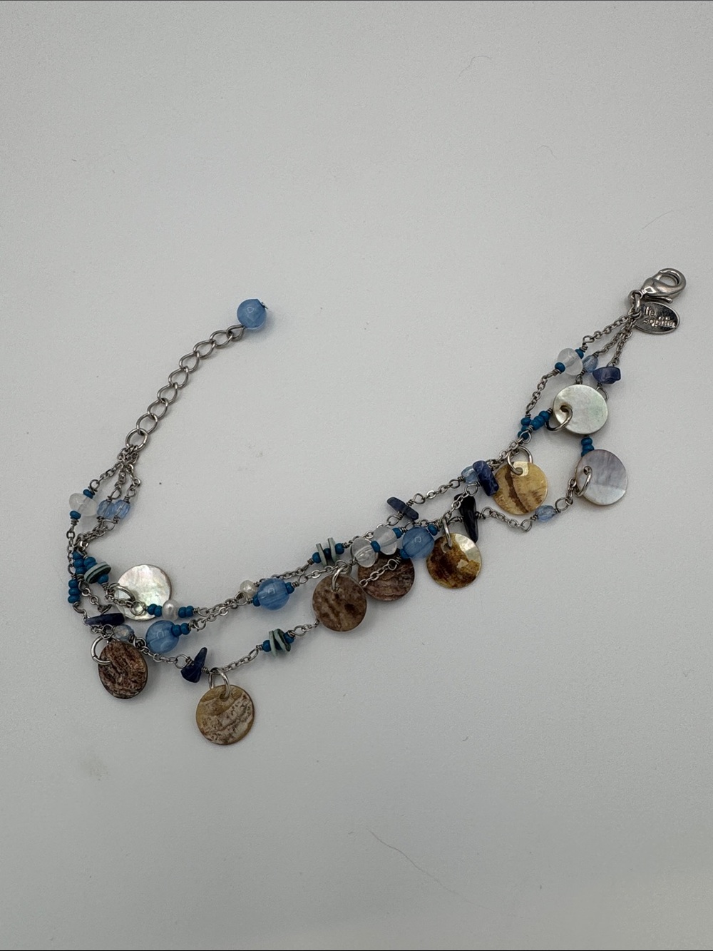 Lia Sophia Coastal Blue Bead & Shell Disc Multi-Strand Bracelet